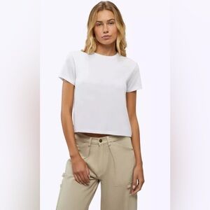 NWT CUTS Brand - Almost Friday Tee Cropped -White Revolve Size Med Jersey Tee